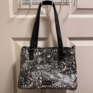 Sakroots Convertible Satchel in Black and White Abstract